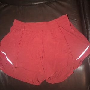 Red lululemon shorts